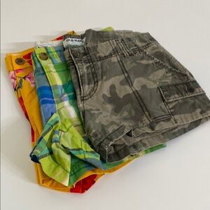 3 PAIR Old Navy Camo Cargo Shorts, plaid,  and floral size 2, 3 inch inseam